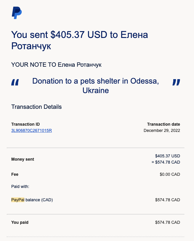 Donating to Elena